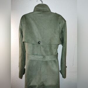 Culture Couture Trench Coat Faux Suede Soft Green sz Large